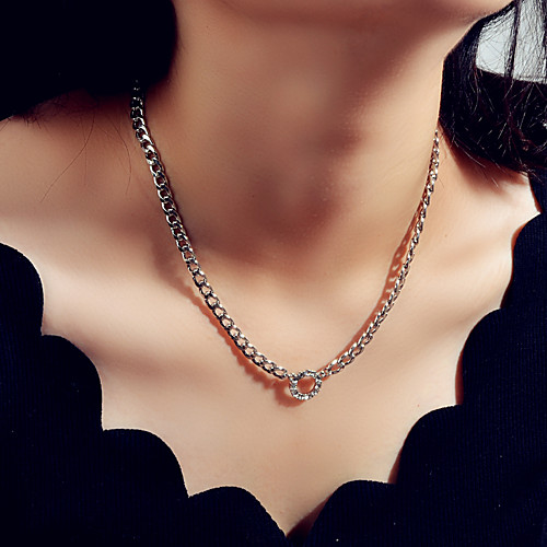 

Women's Chain Necklace Fashion Imitation Diamond Alloy Silver 41 cm Necklace Jewelry For Street Festival