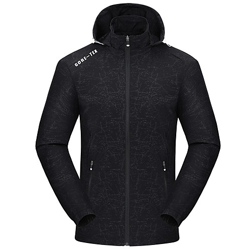 

Men's Hiking Jacket Hiking Windbreaker Outdoor Solid Color Waterproof Lightweight Windproof Breathable Jacket Top Elastane Fishing Climbing Running Black Blue Grey / Quick Dry