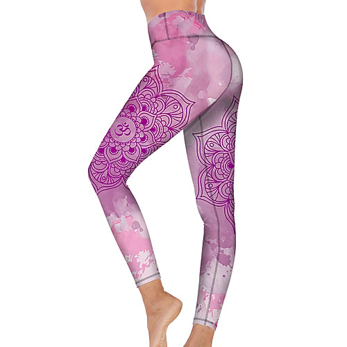 

21Grams Women's High Waist Yoga Pants Cropped Leggings Tummy Control Butt Lift Breathable Fuchsia Fitness Gym Workout Running Winter Sports Activewear High Elasticity