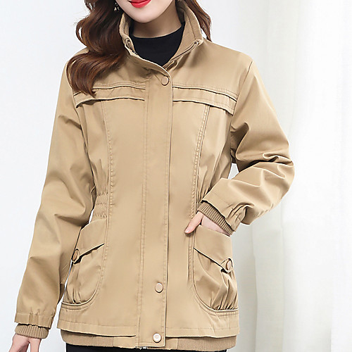 

Women's Solid Colored Classic Style Basic Fall & Winter Jacket Regular Daily Polester / Cotton Blend Coat Tops Black