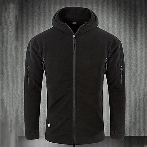 

Men's Hunting Fleece Jacket Outdoor Waterproof Windproof Fleece Lining Warm Fall Winter Spring Solid Colored Polyester Black Khaki Green