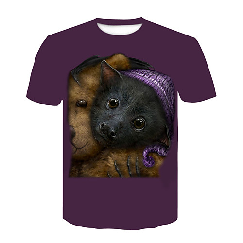 

Men's T shirt 3D Print 3D Rivet Mesh Short Sleeve Casual Tops Black Purple Brown