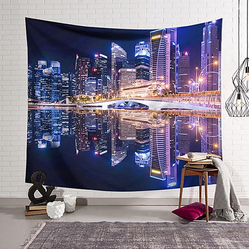 

Wall Tapestry Art Decor Blanket Curtain Hanging Home Bedroom Living Room Decoration Polyester City Night View Neon Lights