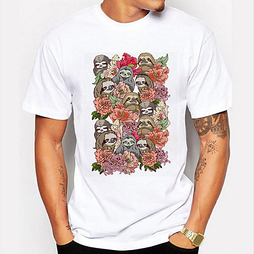 

Men's Unisex T shirt Hot Stamping Animal Plus Size Print Short Sleeve Daily Tops 100% Cotton Basic Casual White