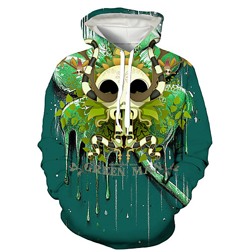 

Men's Pullover Hoodie Sweatshirt Graphic Prints Skull Saint Patrick Day Print Daily Holiday 3D Print 3D Print Hoodies Sweatshirts Green