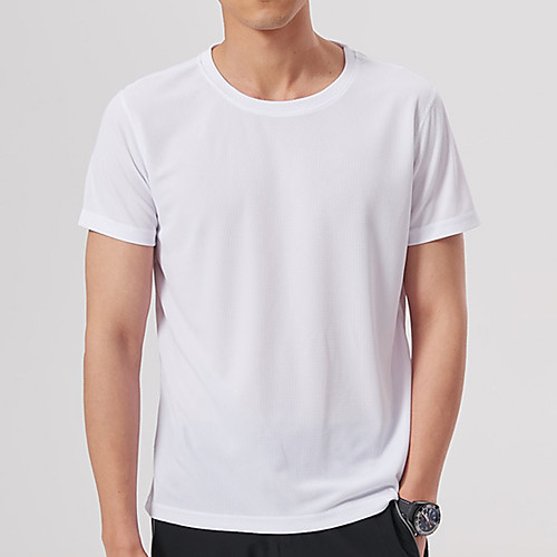 

Men's T shirt Hiking Tee shirt Short Sleeve Crew Neck Tee Tshirt Top Outdoor Lightweight Breathable Quick Dry Soft Summer Polyester Solid Color White Yellow Blue Fishing Climbing Running