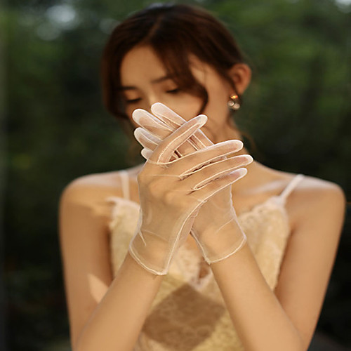 

Tulle Wrist Length Glove Simple Style With Solid