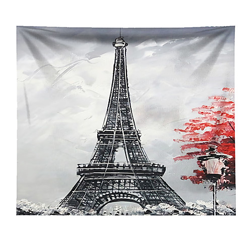 

Wall Tapestry Art Decor Blanket Curtain Hanging Home Bedroom Living Room Decoration Polyester Black Paris Eiffel Tower