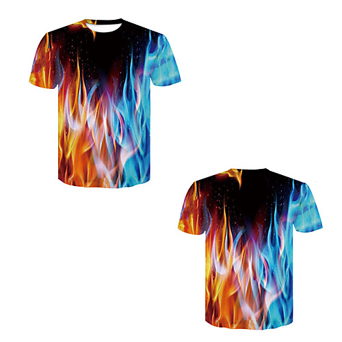 

Men's T shirt 3D Print 3D Rivet Mesh Short Sleeve Casual Tops Blue
