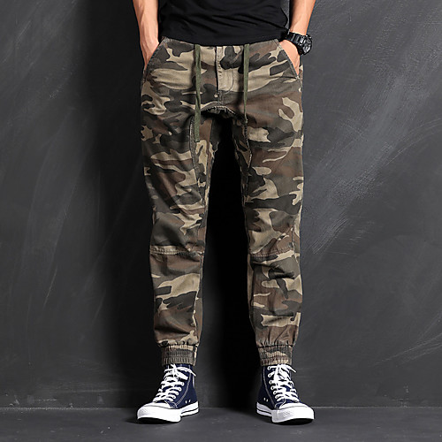 

Men's Hunting Pants Waterproof Ventilation Wearproof Fall Spring Camo / Camouflage Cotton for Grey Green S M L XL XXL