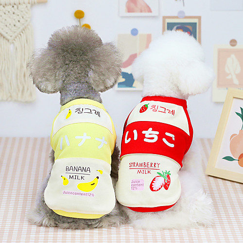 

Dog Cat Shirt / T-Shirt Vest Strawberry Fruit Basic Adorable Cute Dailywear Casual / Daily Dog Clothes Puppy Clothes Dog Outfits Breathable Yellow Red Pink Costume for Girl and Boy Dog Cotton S M L
