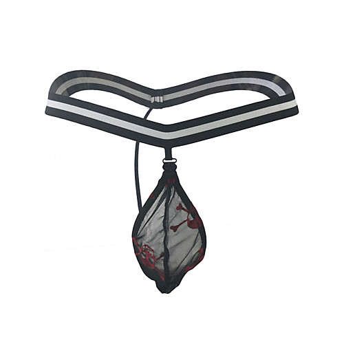 

Men's 1 Piece Print G-string Underwear - Normal Low Waist Black One-Size