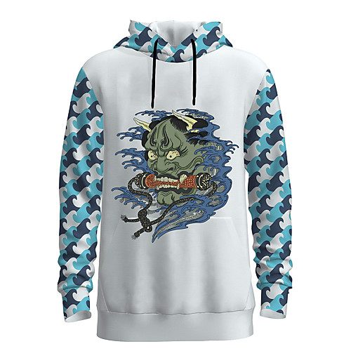 

Men's Pullover Hoodie Sweatshirt 3D Cartoon Animal Print Daily Holiday 3D Print 3D Print Hoodies Sweatshirts White Blue