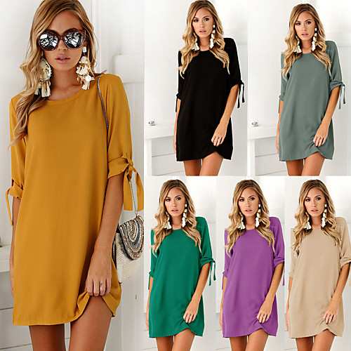 

Women's Tee Dress Lace up Crew Neck Sport Athleisure Dress Half Sleeve Breathable Soft Comfortable Everyday Use Casual Daily Outdoor