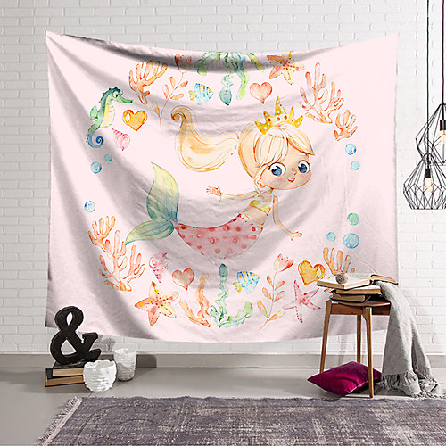 

Wall Tapestry Art Decor Blanket Curtain Hanging Home Bedroom Living Room Decoration Polyester Mermaid Cute