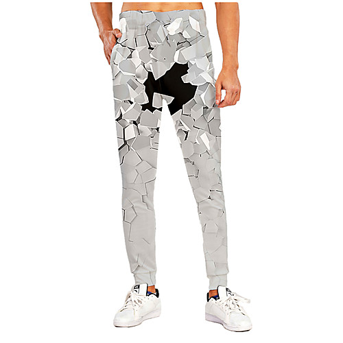

Men's Sporty Casual / Sporty Breathable Quick Dry Sports Casual Holiday Pants Sweatpants Pants 3D Graphic Prints Full Length Print Gray