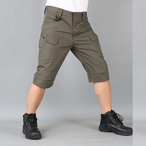 

Men's Hiking Shorts Solid Color Summer Outdoor Waterproof Multi-Pockets Breathable Stretchy Cotton Capri Pants Black Army Green Camouflage Grey Khaki Hunting Fishing Climbing S M L XL XXL