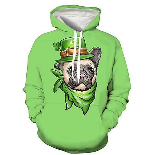 

Men's Pullover Hoodie Sweatshirt Dog Graphic Prints Saint Patrick Day Print Daily Holiday 3D Print 3D Print Hoodies Sweatshirts Green
