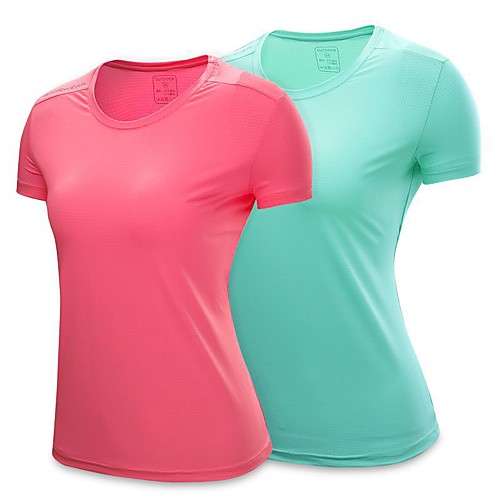 

Women's T shirt Hiking Tee shirt Short Sleeve Crew Neck Tee Tshirt Top Outdoor Lightweight Breathable Quick Dry Soft Summer Nylon Chinlon Solid Color Red Blue Pink Fishing Climbing Running