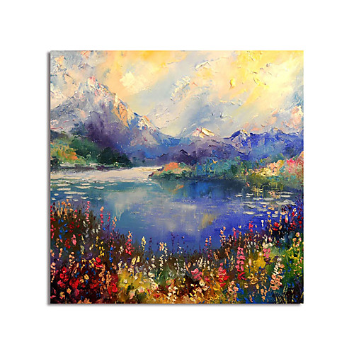 

Oil Painting Hand Painted Square Abstract Modern Stretched Canvas