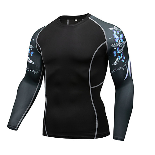 

Men's Long Sleeve Compression Shirt Tee Tshirt Top Athletic Athleisure Winter Breathable Quick Dry Moisture Wicking Gym Workout Running Active Training Jogging Exercise Sportswear Butterfly Black