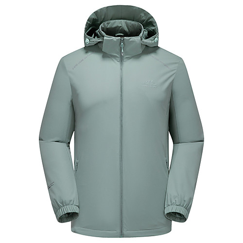 

Men's Hiking Jacket Hiking Windbreaker Outdoor Solid Color Waterproof Lightweight Windproof Breathable Jacket Top Elastane Full Length Visible Zipper Fishing Climbing Running Black Blue Grey Green