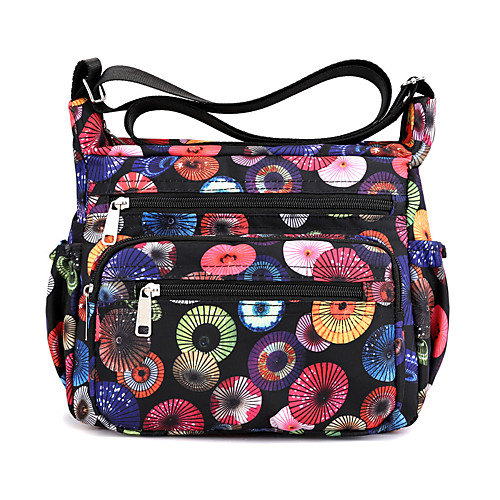 

Women's Bags Nylon Crossbody Bag Zipper Plain Printing Daily Going out 2021 MessengerBag Blue wave point Black wave point Elegant Flowers umbrella