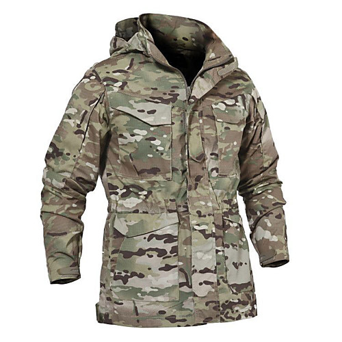 

Men's Hunting Jacket Outdoor Waterproof Windproof Wearproof Fall Spring Summer Solid Colored Camo Cotton Polyester Python Black Black Yellow