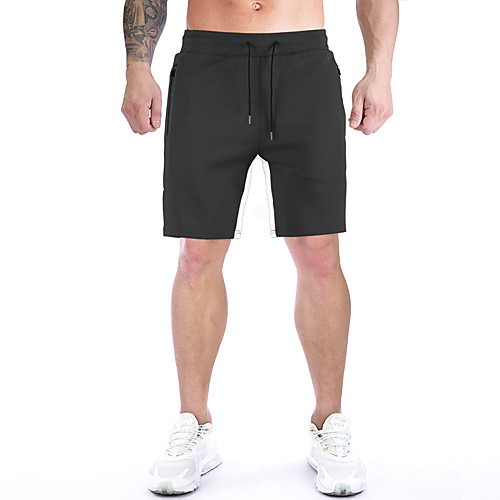 

Men's High Waist Running Shorts Athletic Shorts Bottoms Drawstring Zipper Pocket Fitness Gym Workout Running Training Exercise Breathable Quick Dry Soft Sport Stripes Black Dark Gray Light Gray Dark