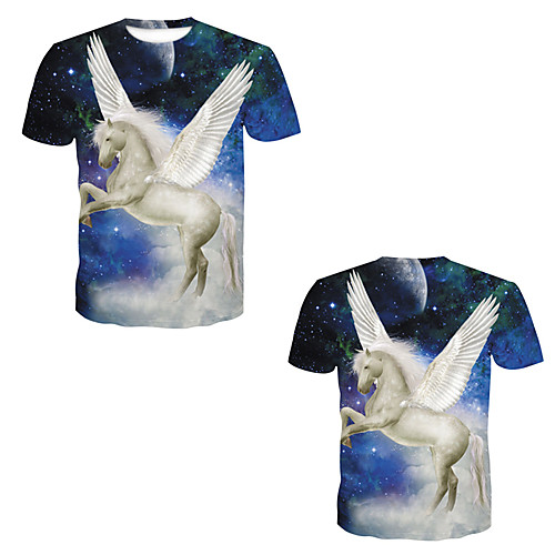

Men's T shirt 3D Print 3D Rivet Mesh Short Sleeve Casual Tops Blue