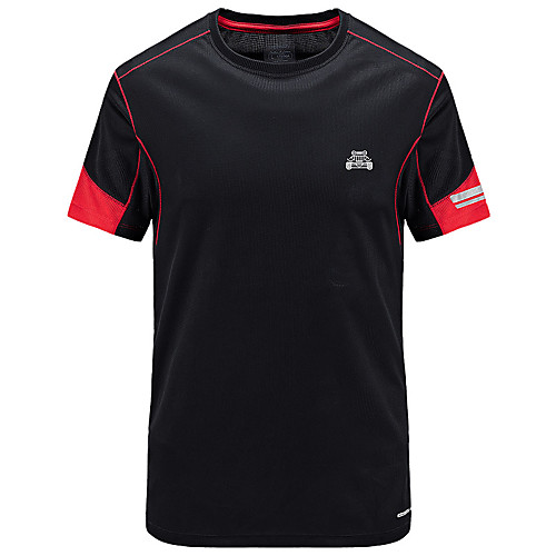 

Men's T shirt Hiking Tee shirt Short Sleeve Crew Neck Tee Tshirt Top Outdoor Lightweight Breathable Quick Dry Soft Summer Polyester Patchwork Black Orange Royal Blue Fishing Climbing Running