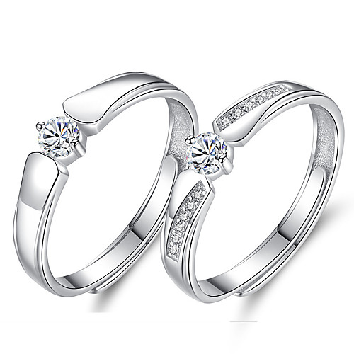 

Couple Rings Synthetic Diamond Solitaire Silver S925 Sterling Silver Love Precious Elegant Fashion 1 Pair Adjustable / Couple's / Adjustable Ring