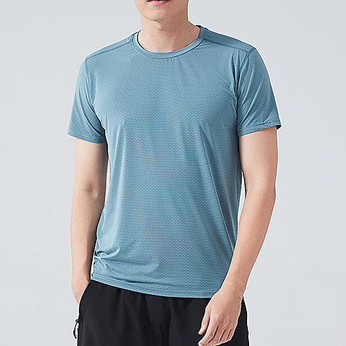 

Men's T shirt Hiking Tee shirt Short Sleeve Crew Neck Tee Tshirt Top Outdoor Lightweight Breathable Quick Dry Soft Summer Chinlon Elastane Solid Color Black Burgundy Blue Fishing Climbing Running