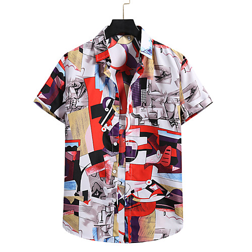 

Men's Shirt 3D Print Graphic Prints Print Short Sleeve Vacation Tops White
