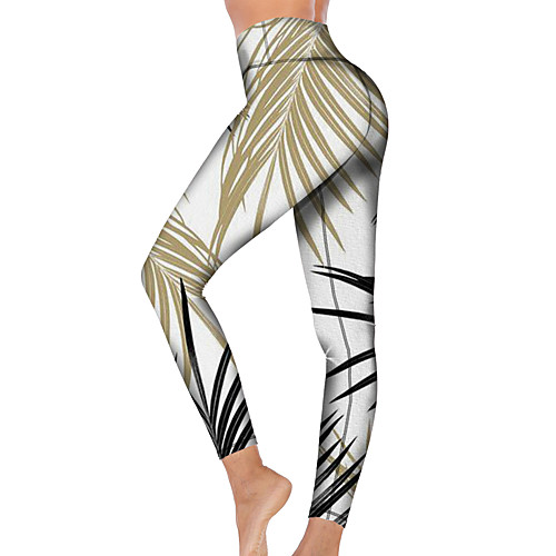 

21Grams Women's High Waist Yoga Pants Cropped Leggings Tummy Control Butt Lift Breathable White Fitness Gym Workout Running Winter Sports Activewear High Elasticity
