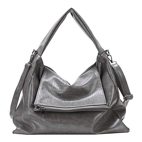 

Women's Bags PU Leather Tote Zipper Embossed Plain Crocodile grain Date 2021 Handbags Black Green Gray