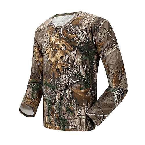 

Men's Camouflage Hunting T-shirt Long Sleeve Outdoor Spring Summer Breathable Quick Dry Ultra Light (UL) Sweat wicking Classic Top Cotton Polyester Camping / Hiking Hunting Fishing Traveling