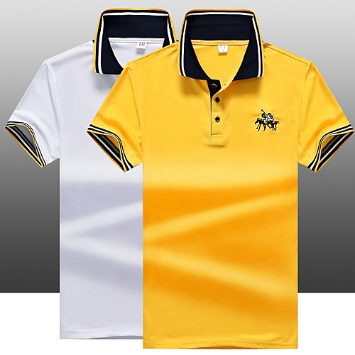 

Men's Hiking Tee shirt Short Sleeve Tee Tshirt Top Outdoor Lightweight Breathable Quick Dry Sweat wicking Summer White Yellow Navy Blue Running