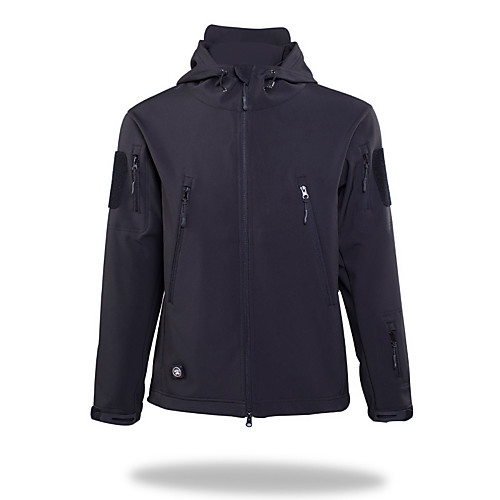 

Men's Hunting Jacket Outdoor Thermal Warm Waterproof Windproof Fleece Lining Fall Winter Spring Solid Colored Elastane Polyester Black
