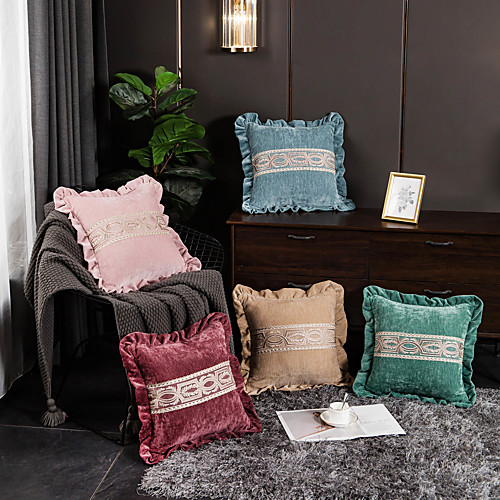 

1 Pc Solid Colored Cushion Cover 45x45cm Linen for Sofa Bedroom