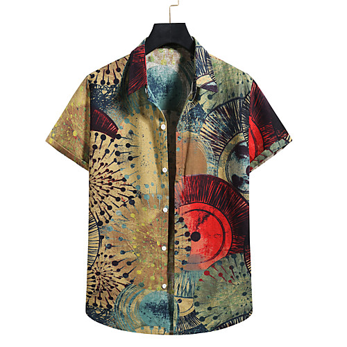 

Men's Shirt 3D Print Graphic Prints Print Short Sleeve Vacation Tops Green