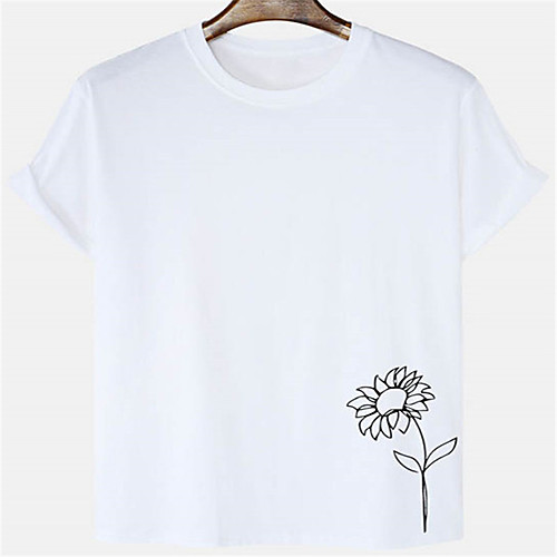 

Men's Unisex T shirt Hot Stamping Floral Graphic Prints Sunflower Plus Size Print Short Sleeve Daily Tops 100% Cotton Basic Casual White Black Blushing Pink