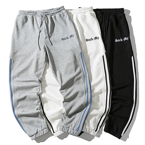 

Men's Sweatpants Joggers Jogger Pants Athletic Pants / Trousers Side-Stripe Side Pockets Drawstring Fitness Gym Workout Running Training Exercise Breathable Moisture Wicking Soft Sport Stripes White