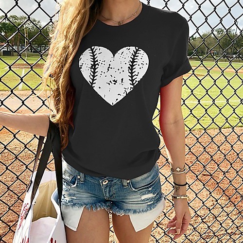 

Women's Tee / T-shirt Pure Color Crew Neck Heart Sport Athleisure T Shirt Top Short Sleeves Breathable Soft Comfortable Everyday Use Street Casual Daily Outdoor