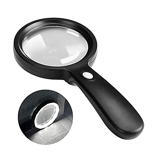

Magnifier Magnifying Glass Set Handheld with Lighting Function Illuminated LED 10 Reading Inspection Macular Degeneration 80 mm ABSPC Kid's Adults' Seniors