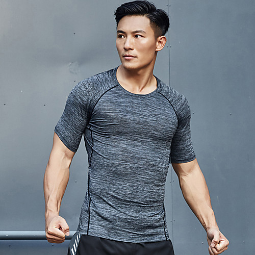 

Men's T shirt Hiking Tee shirt Short Sleeve Tee Tshirt Top Outdoor Lightweight Breathable Quick Dry Stretchy Autumn / Fall Spring Spandex Polyester White Black Grey Fishing Climbing Camping / Hiking