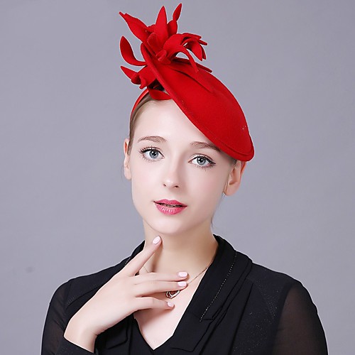 

Elegant Vintage Inspired Wool Hats with Floral / Solid 1 Piece Special Occasion / Party / Evening Headpiece