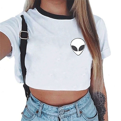 

Women's Crop Top Tee / T-shirt Crop Top Crew Neck Sport Athleisure T Shirt Top Short Sleeves Breathable Soft Comfortable Everyday Use Street Casual Daily Outdoor