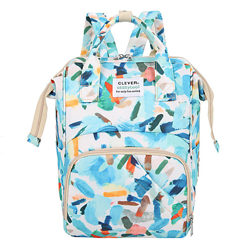 

Women's Oxford School Bag Diaper Bag Rucksack Large Capacity Zipper Geometric Floral Print Daily Outdoor Backpack Blue leaves Grey camouflage Pink rhombus