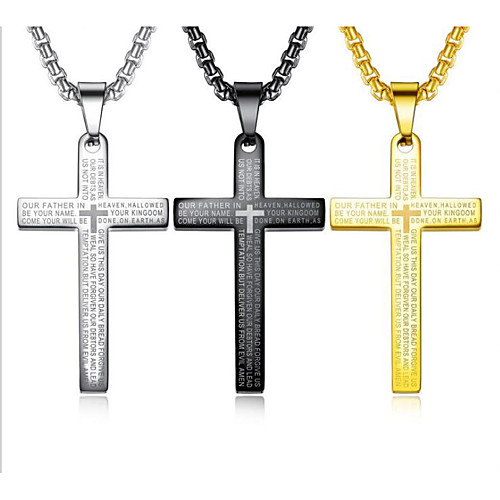 

Men's Pendant Necklace Cross Modern Titanium Steel Black Gold Silver 55 cm Necklace Jewelry 1pc For Anniversary Street Birthday Party Festival